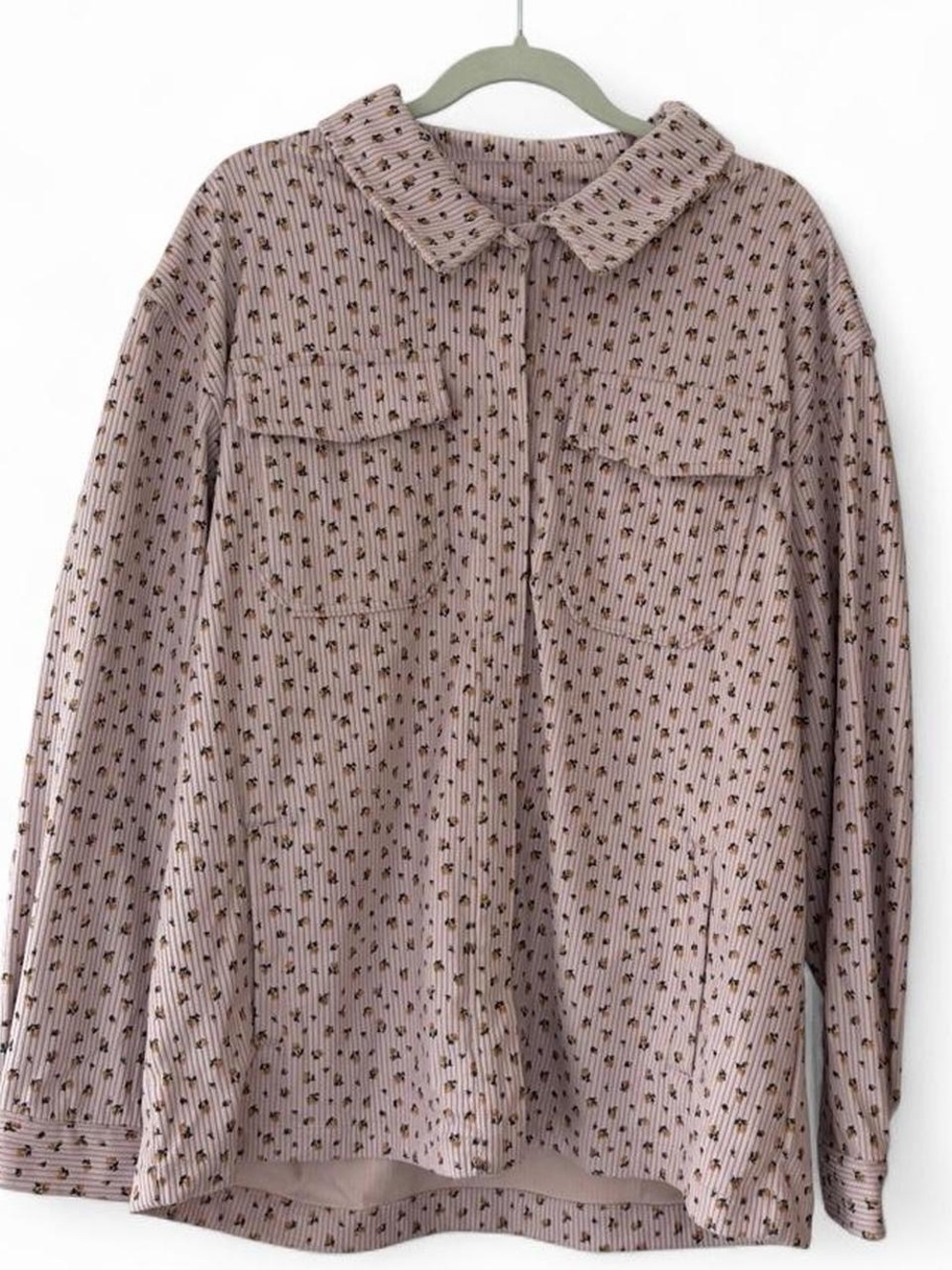 Women's Light Pink Printed Button-Up Jacket